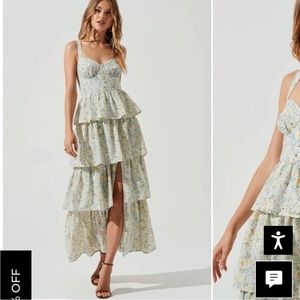 Midsummer Dress in Light Mint Multi Floral ASTR Midi